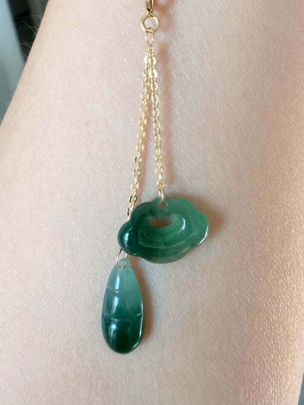 Natural Burmese Type A Jadeite High Ice Green Ruyi Cloud & Fortune Bean Pendant